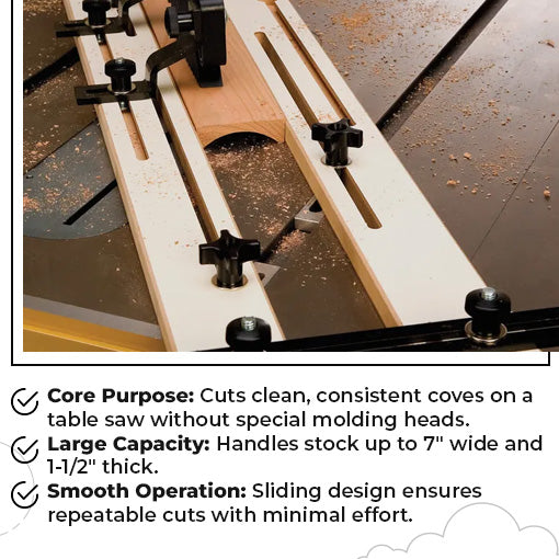 Cove Cutting Table Saw Jig
