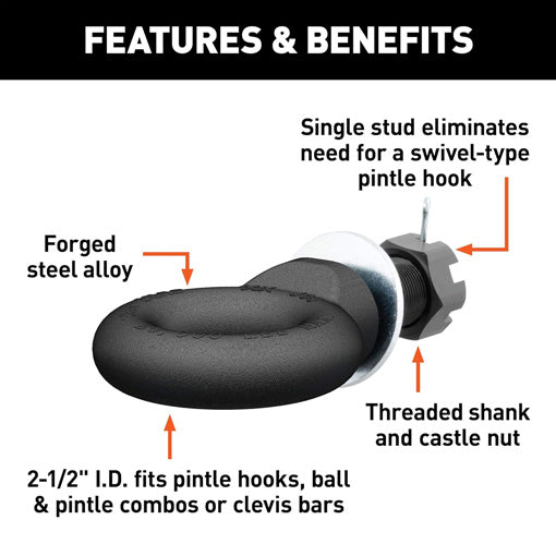 Pintle Hitch Lunette Ring with Swivel Castle Nut