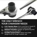 Dual Socket Ratcheting Chainsaw Wrench
