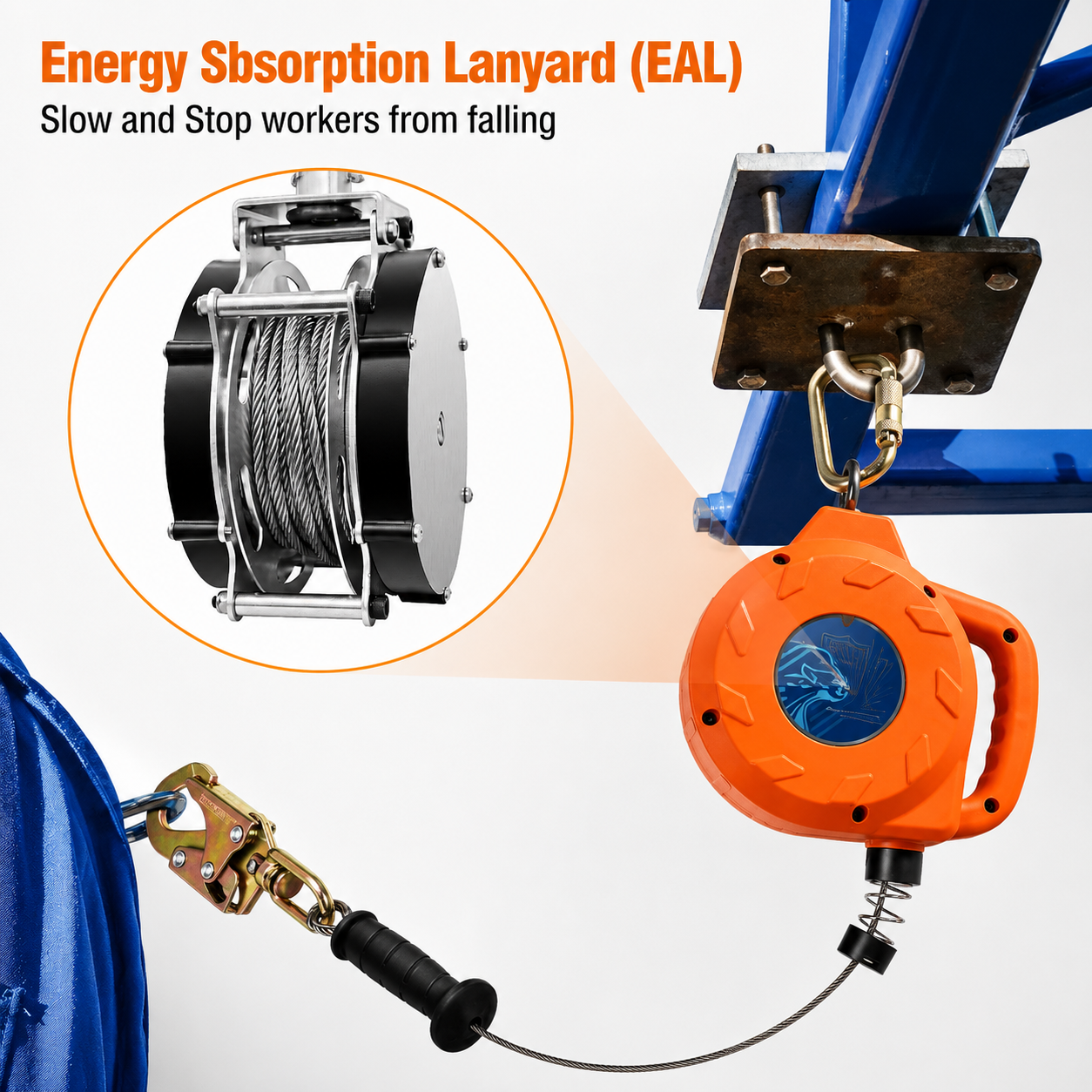 30ft Self-Retracting Fall Arrest Safety Lanyard
