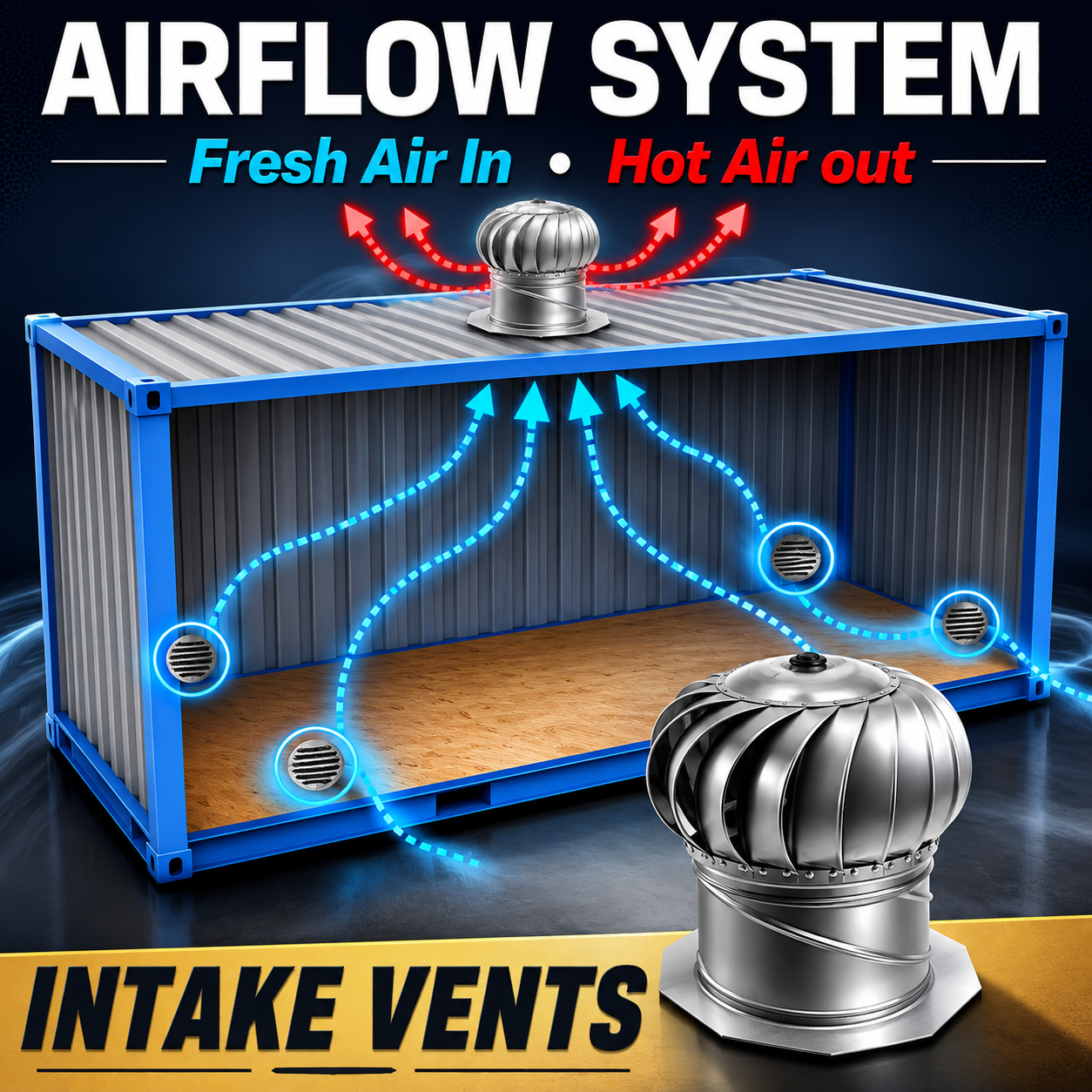 12-Inch Shipping Container Wind Ventilation Roof Turbine