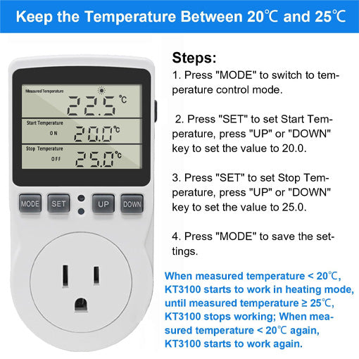 Digital Temperature Controller Thermostat Outlet Plug