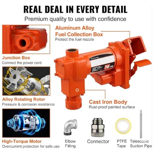12V 20GPM Explosion-proof Fuel Transfer Pump Kit
