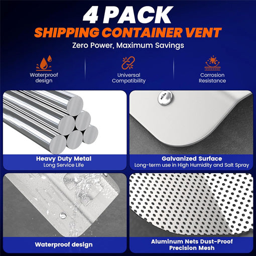 4-Pack Shipping Container Metal Air Vents