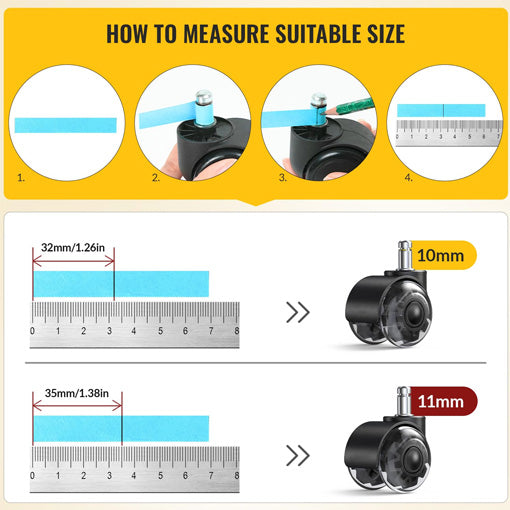 Smooth Quiet Rolling Office Chair Dual Caster Wheels