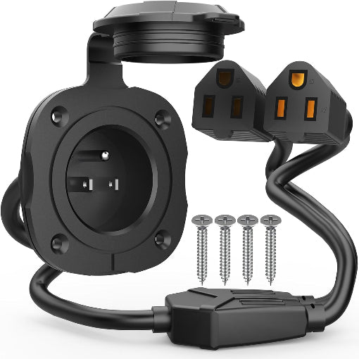 Shipping Container Power Inlet with Dual-Plug 18-Inch Extension Cord