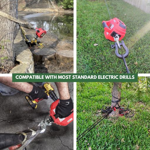 1000lbs Portable Drill Winch with Lift Sling & Tie Down Straps