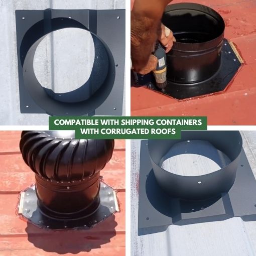 Shipping Container Corrugated Roof Vent Adapter