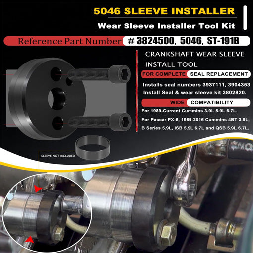 Front Crankshaft Seal and Wear Sleeve Installer Tool Set for Diesel Pickup Engines