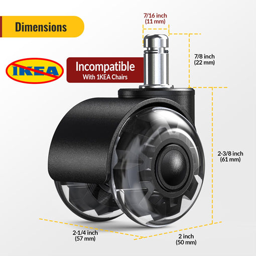 Smooth Quiet Rolling Office Chair Dual Caster Wheels