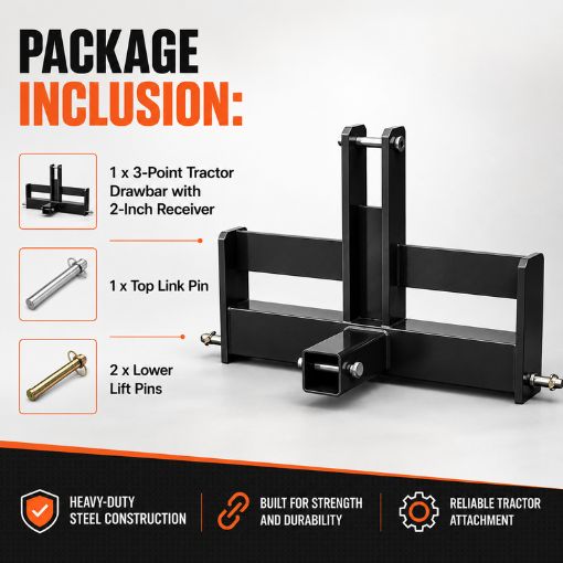 3-Point Hitch Receiver with Suitcase Weight Brackets