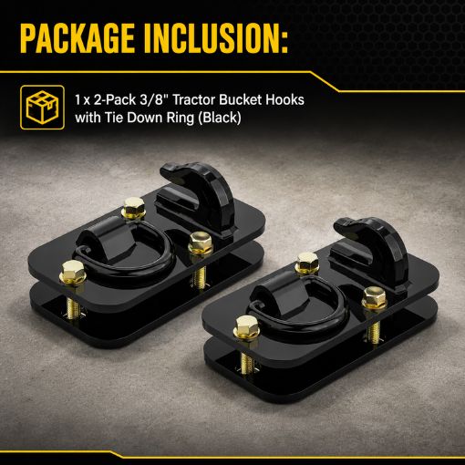 2-Pack 3/8" Tractor Bucket Hooks with Tie Down Ring