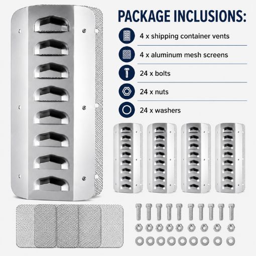 4-Pack Aluminum Shipping Container Ventilation Kit