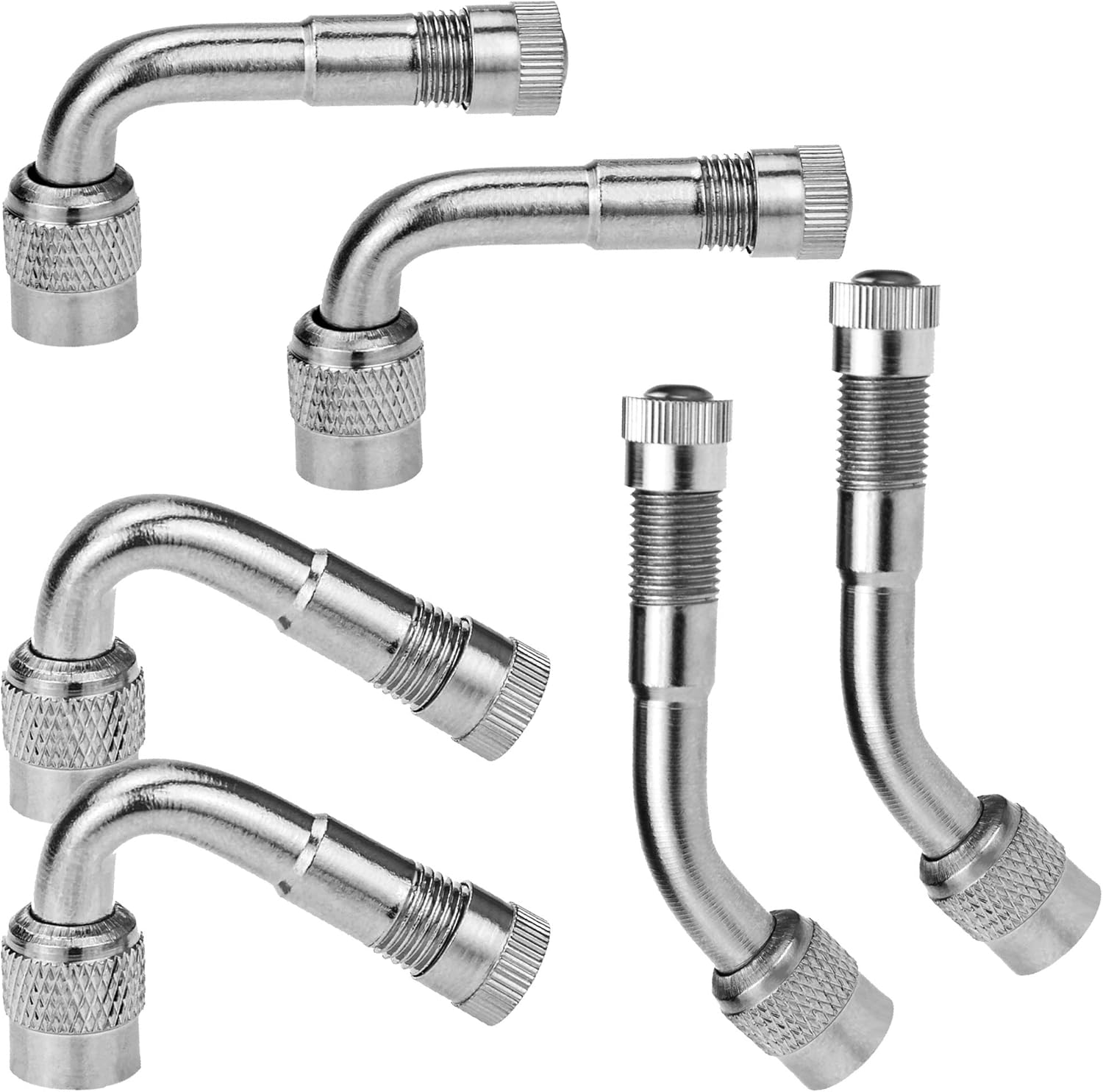 6-Pack Valve Stem Extenders, 45° 90° 135° Schrader Tire Valve Extension