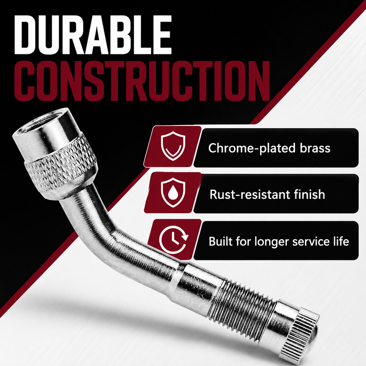 6-Pack Valve Stem Extenders, 45° 90° 135° Schrader Tire Valve Extension