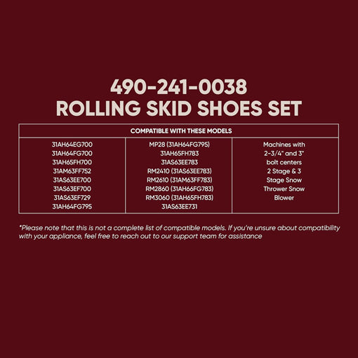 Universal Roller Skid Snow Thrower Shoes