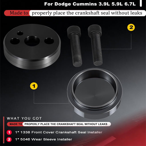 Front Crankshaft Seal and Wear Sleeve Installer Tool Set for Diesel Pickup Engines