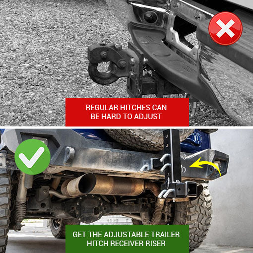 Adjustable Trailer Hitch Receiver Riser