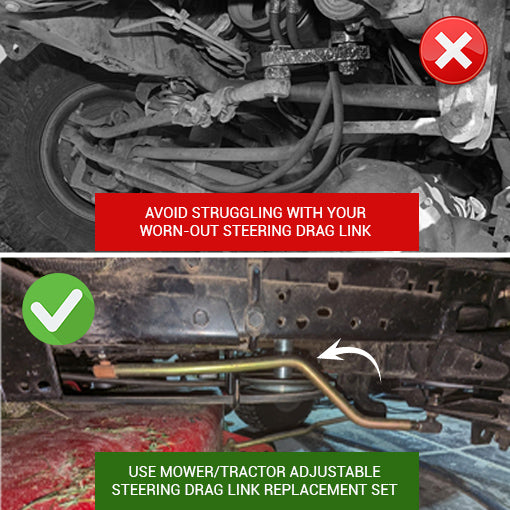 Mower/Tractor Adjustable Steering Drag Link Replacement Set