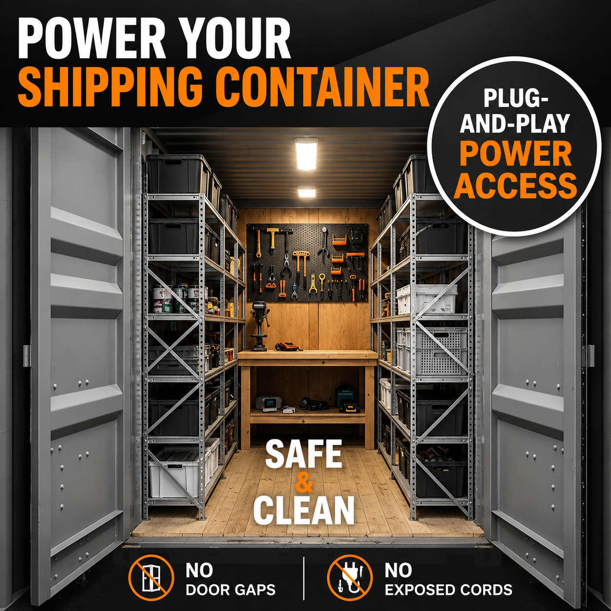 Shipping Container Plug-and-Play Power Outlet
