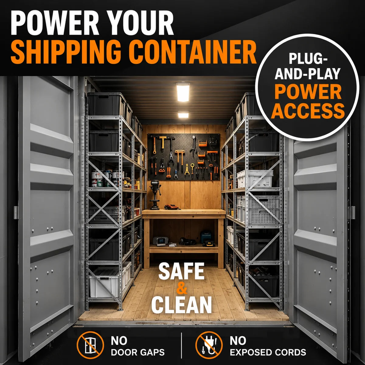 Plug-N-Play Shipping Container Power Dual Outlet