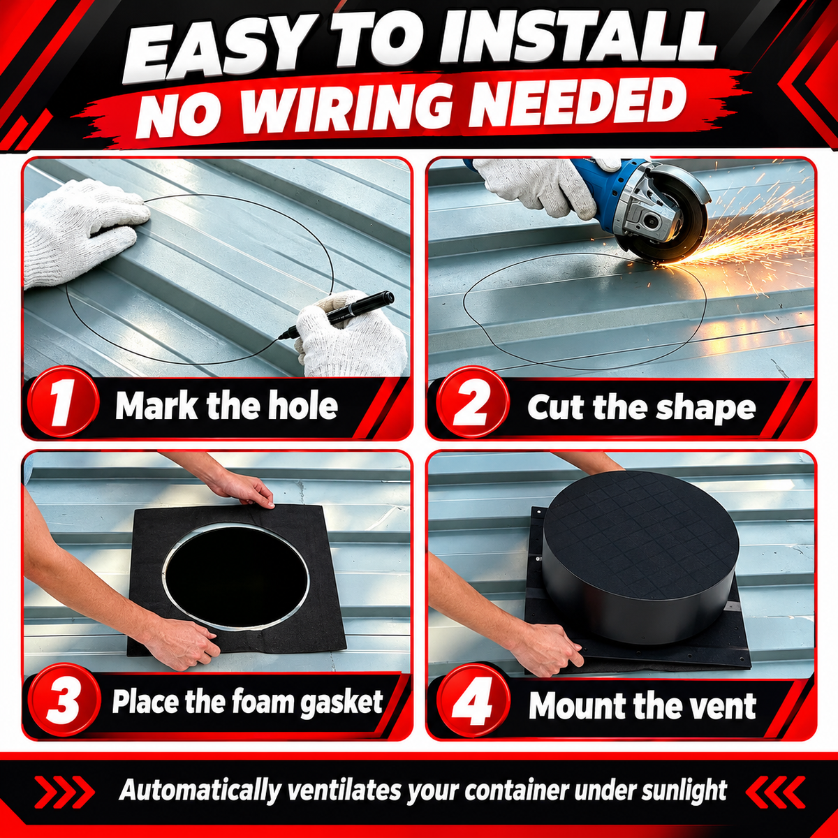 12W Shipping Container Solar Roof Vent Fan