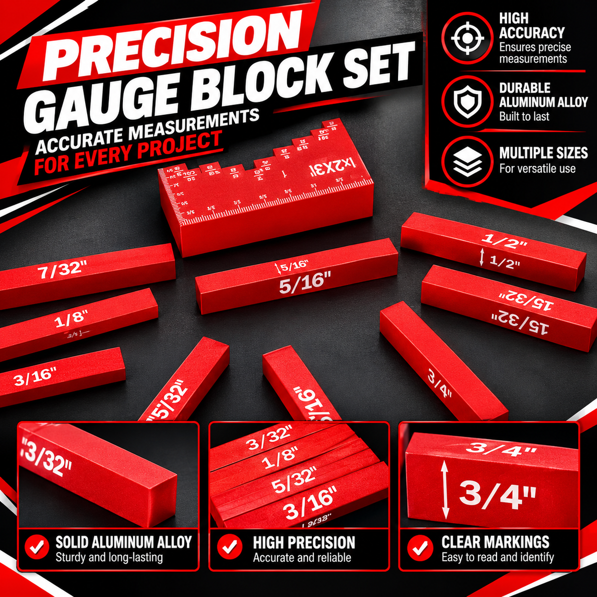 16Pcs Router Saw and Table Saw Setup Blocks Height Gauge