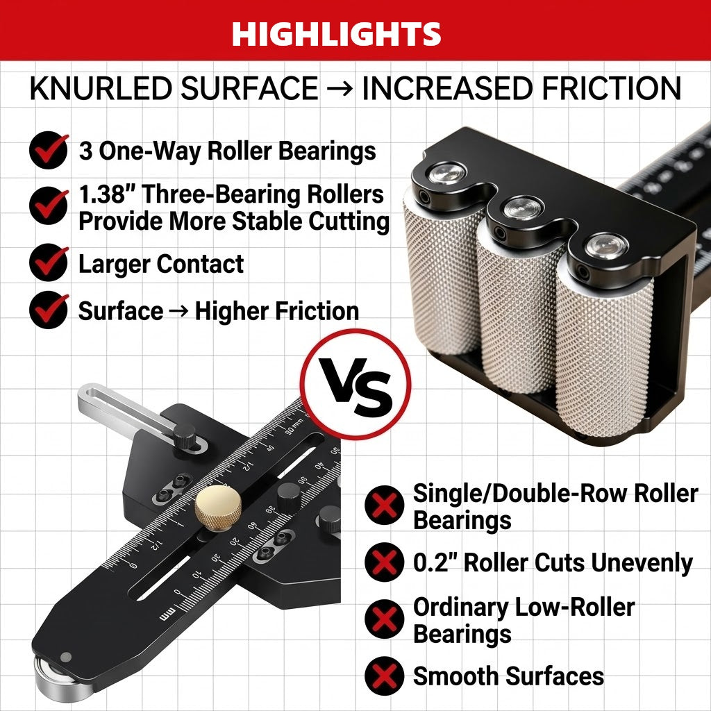 Universal 3-Roller Thin Rip Jig Table Saw Jig Guide