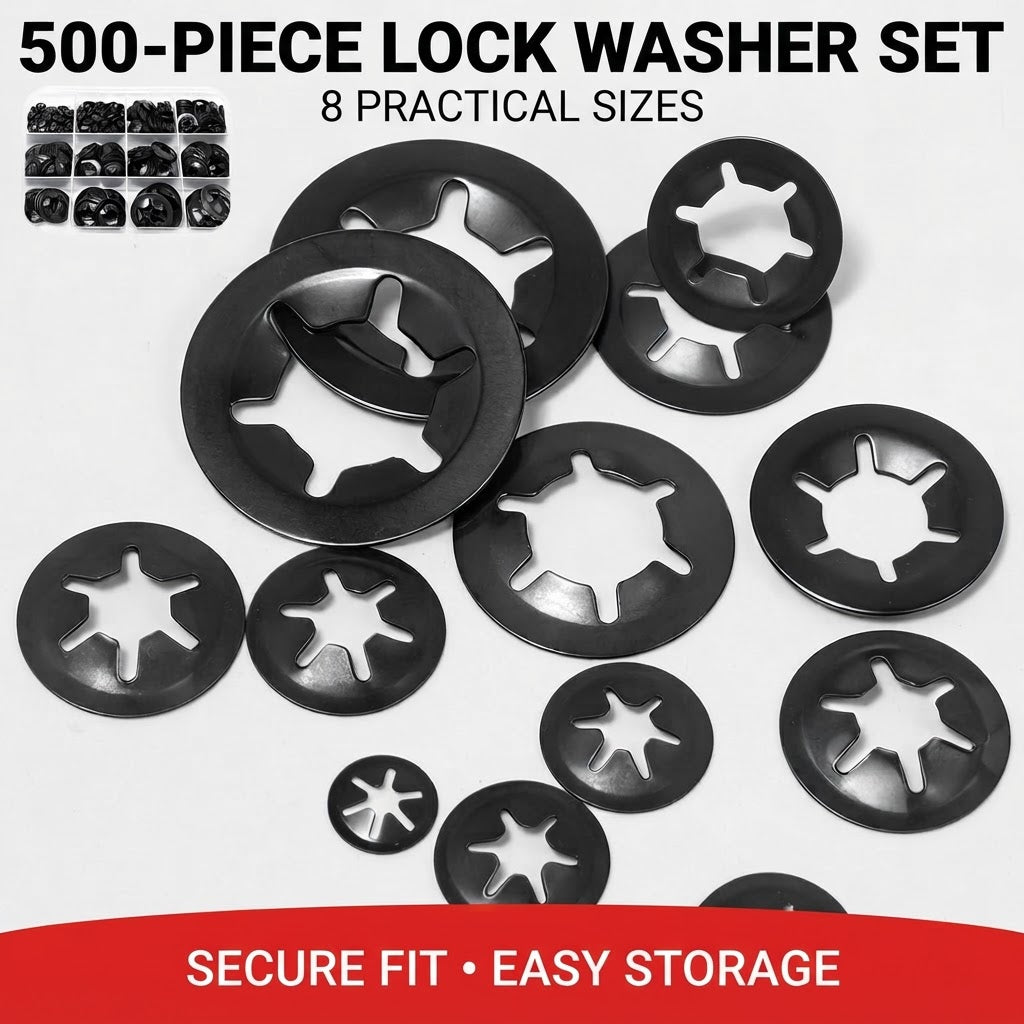 500PCS Internal Tooth Star Lock Washers Assortment Kit