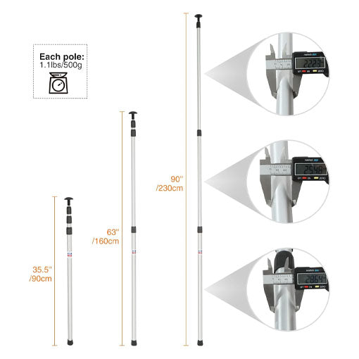 Aluminum Telescoping Tent Poles