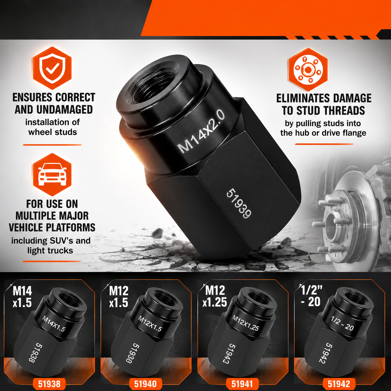 12-Piece Wheel Stud Installation and Rethread Kit