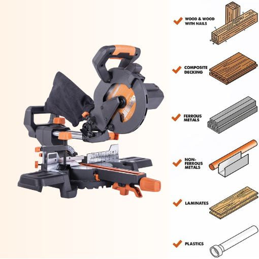 10-Inch Sliding Compound Miter Saw with Multi-Material Cutting Blade