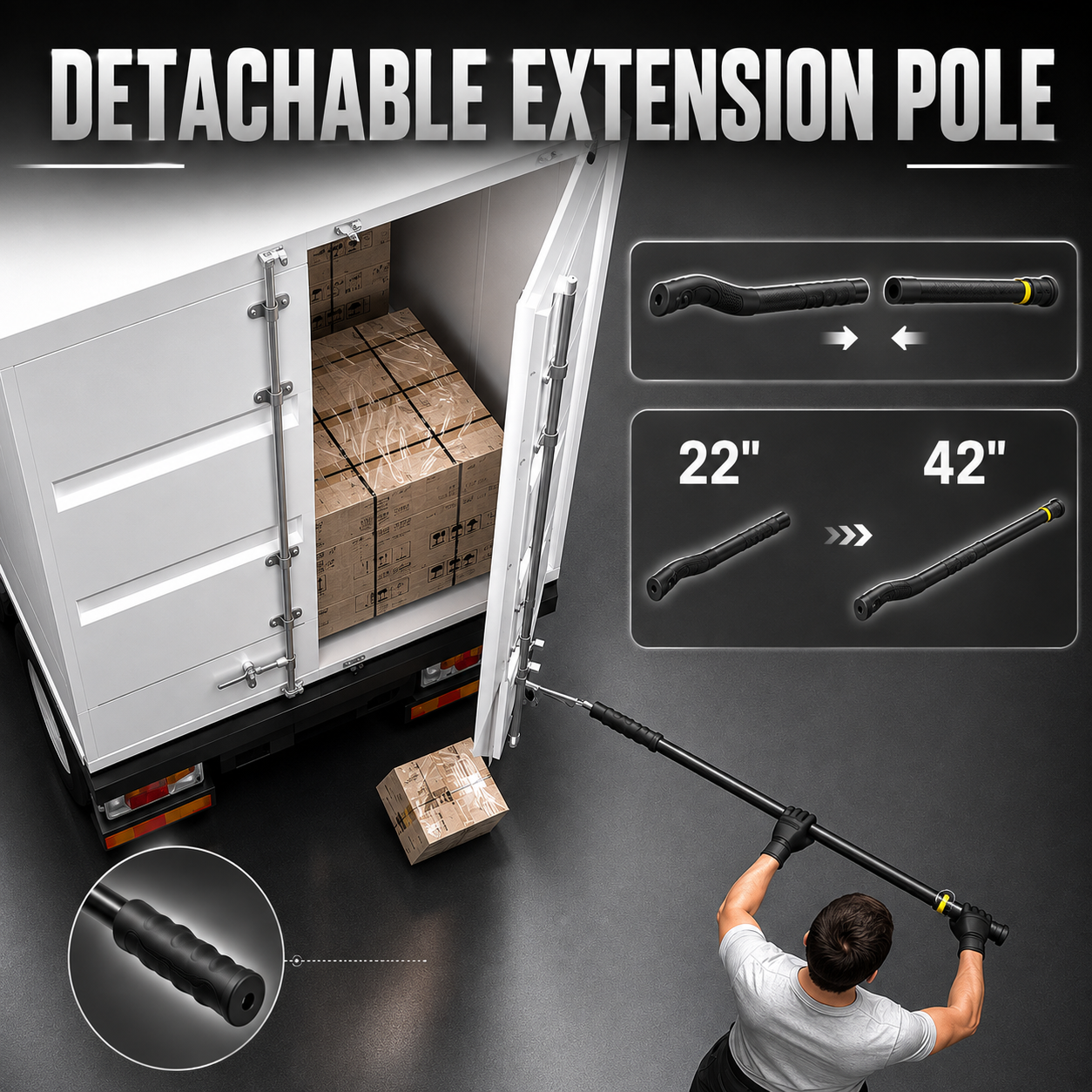 Shipping Container Doors Leverage Bar with Long Detachable Extension Handle
