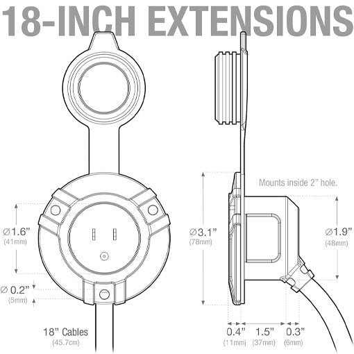 125V AC Port Plug Power Inlet