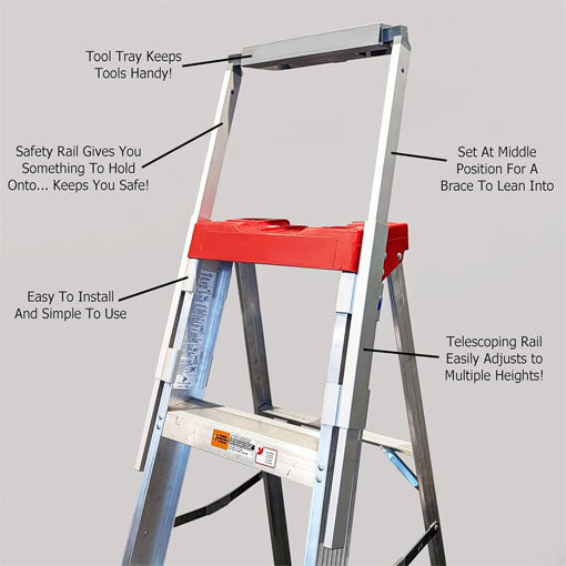 Universal A-Frame Step Ladder Safety Handrail