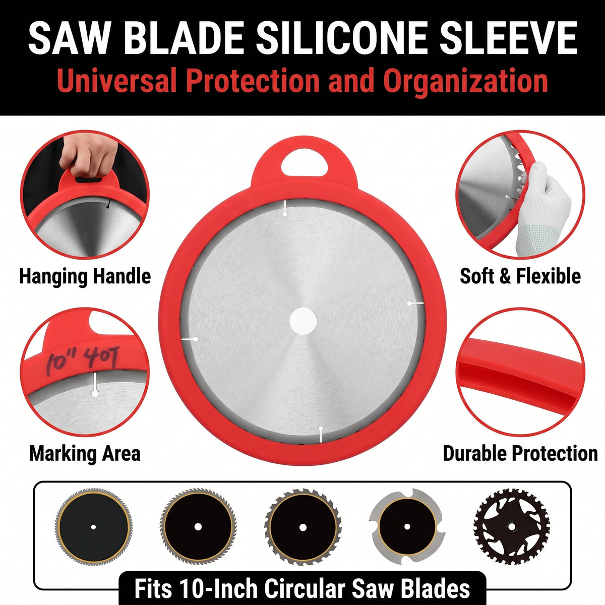 5-Pack 10" Table Saw Blade Silicone Protector