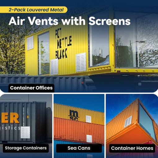 2-Pack Heavy Duty Shipping Container Air Vents with Metal Mesh