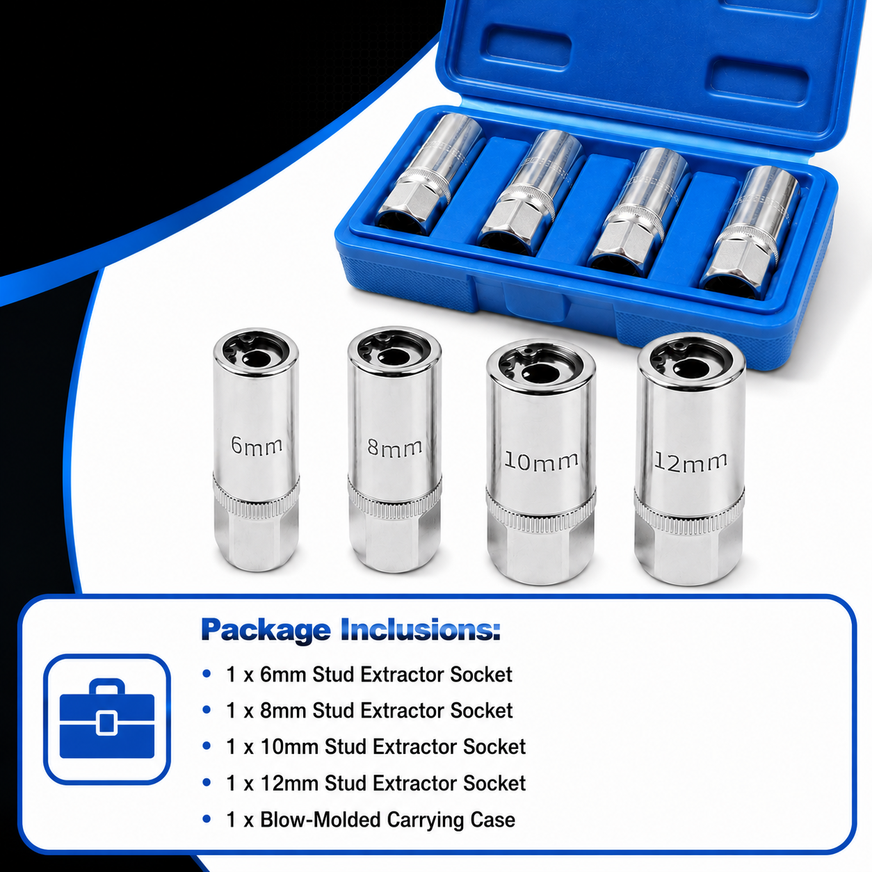 4-Piece 1/2" Drive Stud Extractor Set