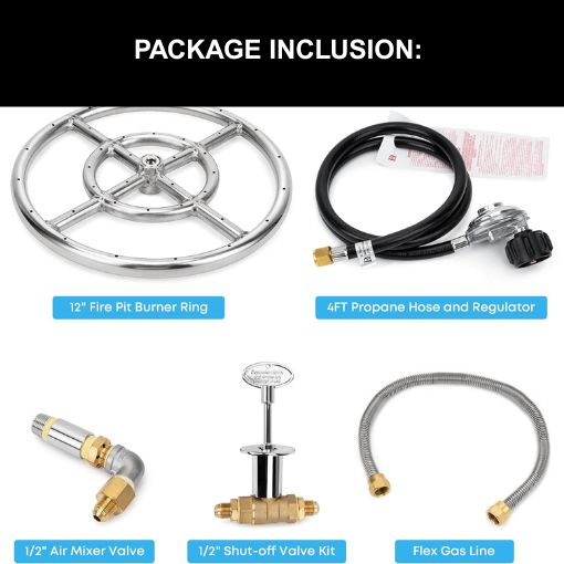 Fire Pit Stainless Steel Burner Ring Installation Kit