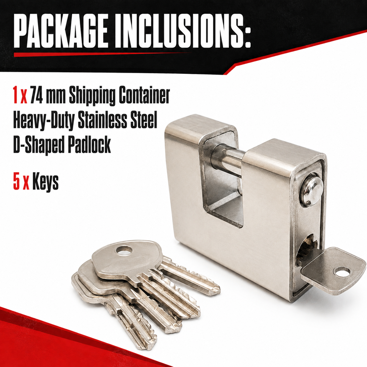Shipping Container Heavy-Duty Stainless Steel D-Shaped Padlock