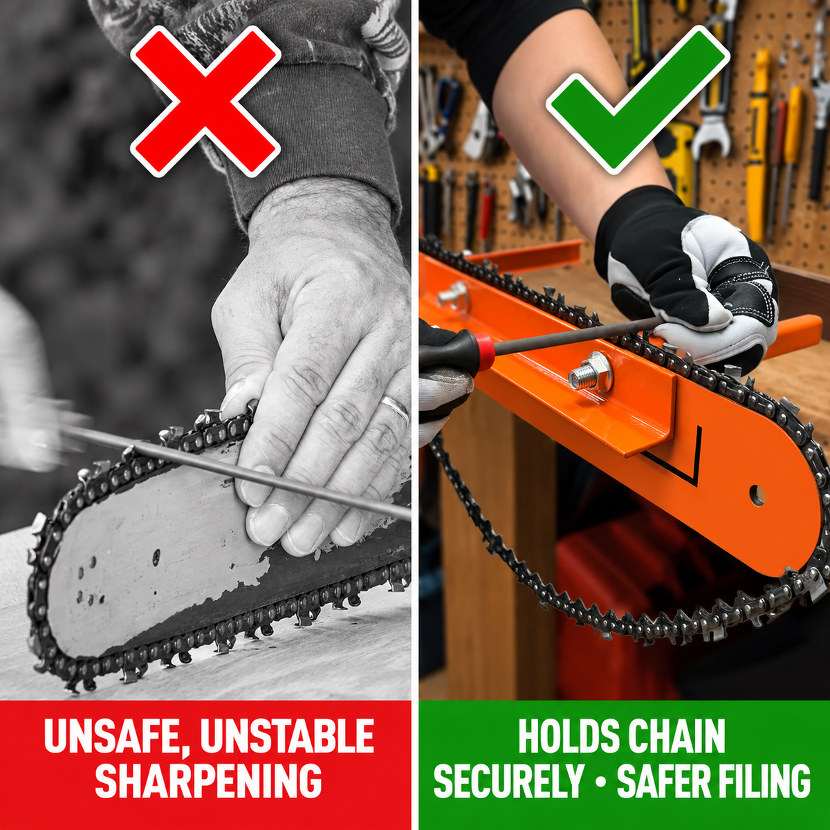 Universal Chainsaw Filing Vise with Quick Release Clamp