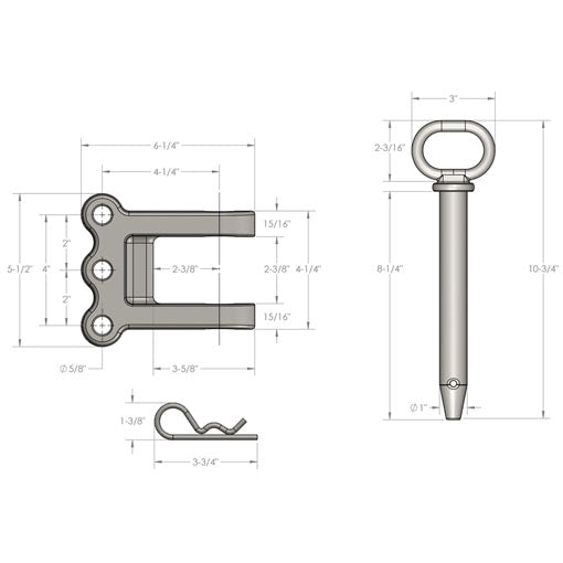 Heavy Duty 2-Tang Clevis Hitch Attachment