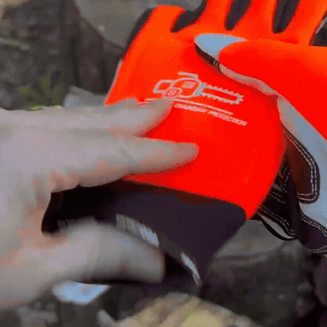 Chainsaw Gloves Saw Protection on Left Hand Back
