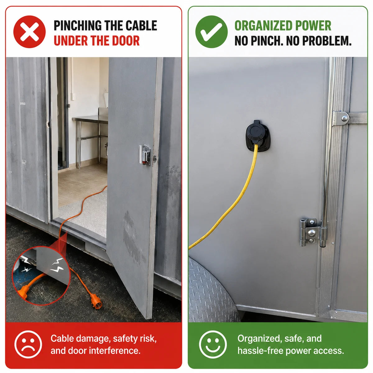 Shipping Container Power Inlet with Dual-Plug 18-Inch Extension Cord