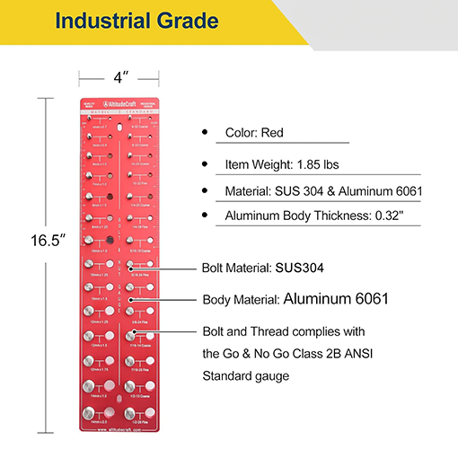 Bolt and Nut Identifier Gauge