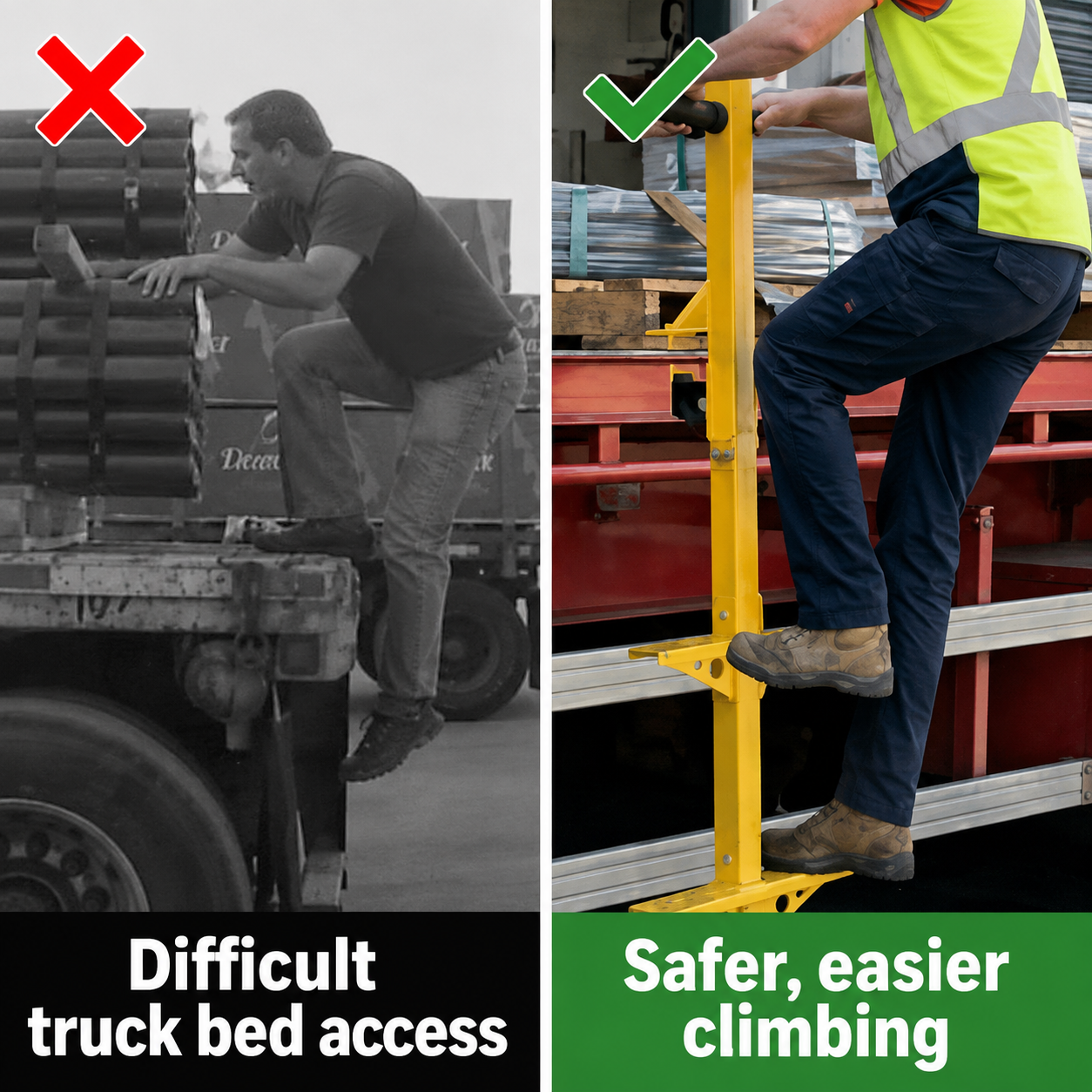 Heavy-Duty Flatbed Trailer 2-Step Anti-Slip Ladder