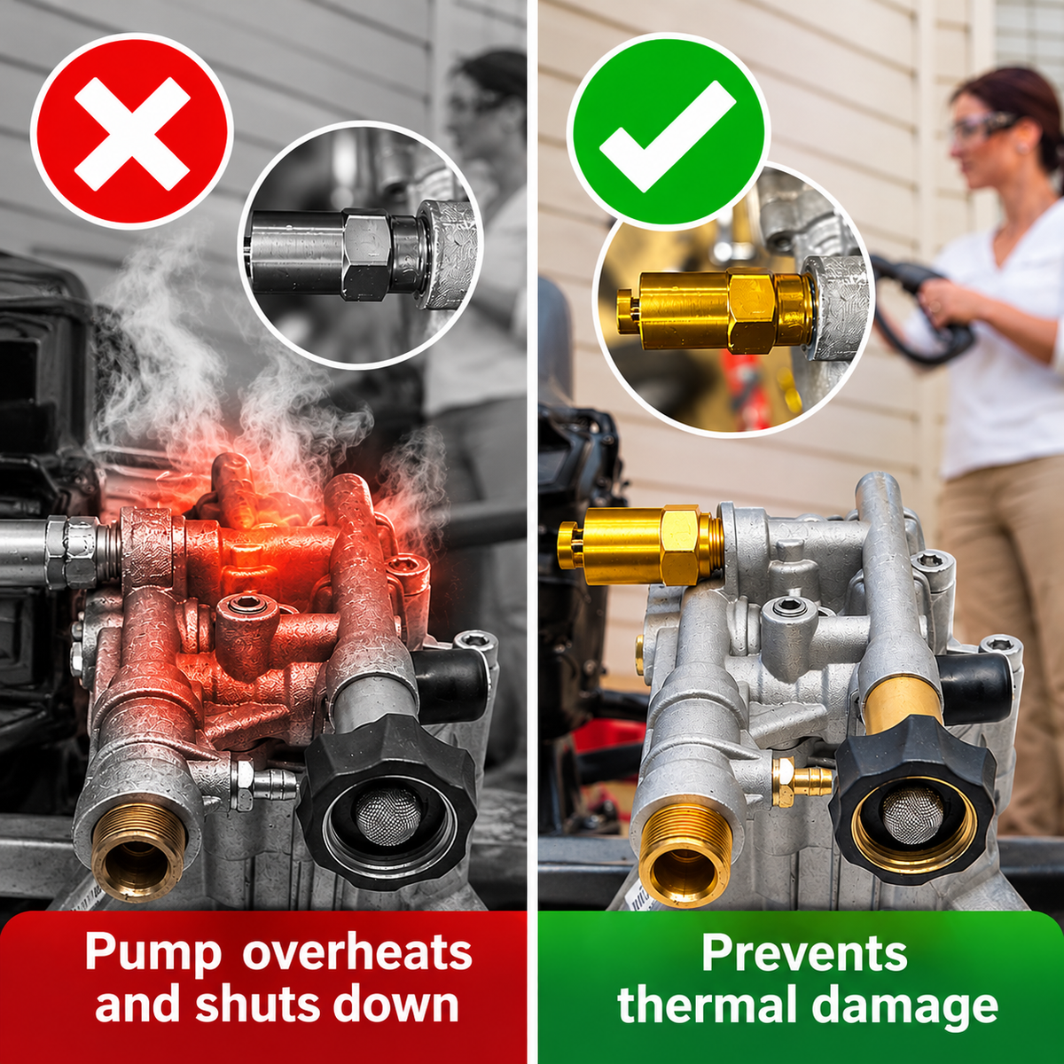 2-Pack Thermal Relief Valve Replacement for Gas Powered Pressure Washer Pumps