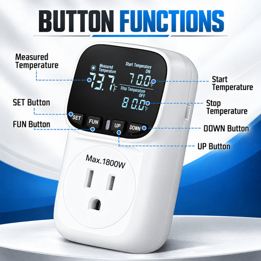 2-Pack 15A Digital Temperature Controller Outlet