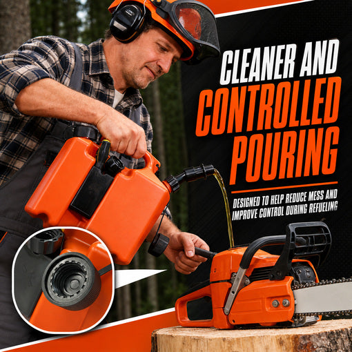 On-The-Go Dual-Chamber Chainsaw Fuel and Bar Oil Can