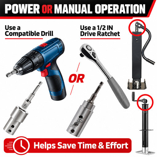 Trailer Jack Drill Adapter 1-Inch and 1/2-Inch Combo Kit